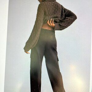 NWT Sanctuary Black Canvas Cargo Joggers Pants Edgy